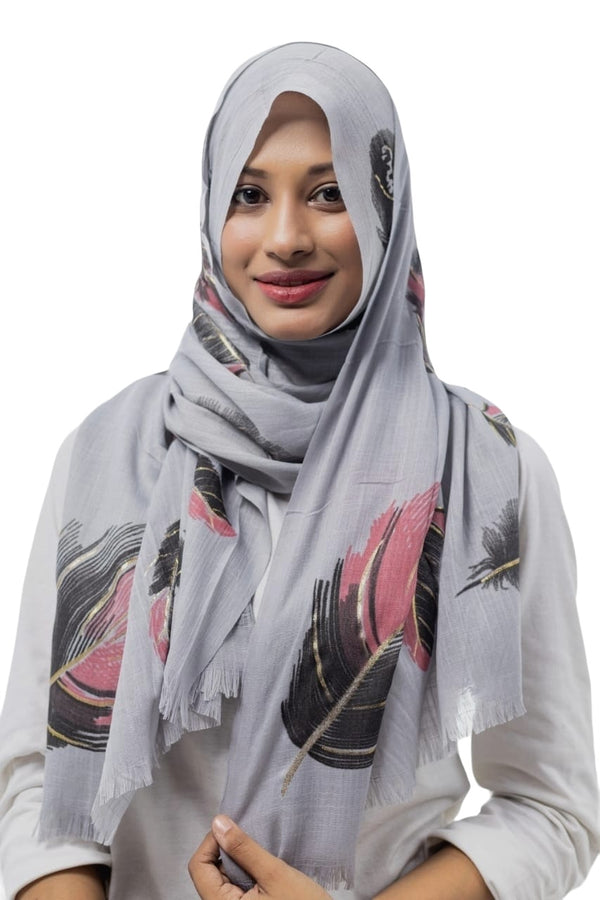 Gold Feather Hijabs - Silver