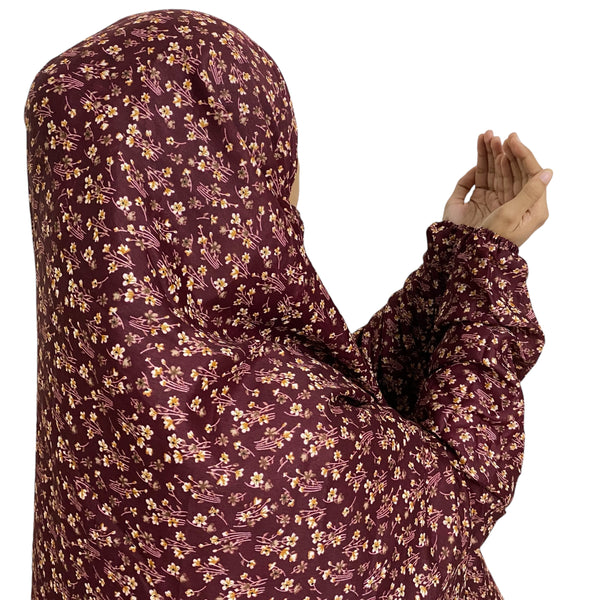 Namaz Gown Full Length with Sleeves - Maroon