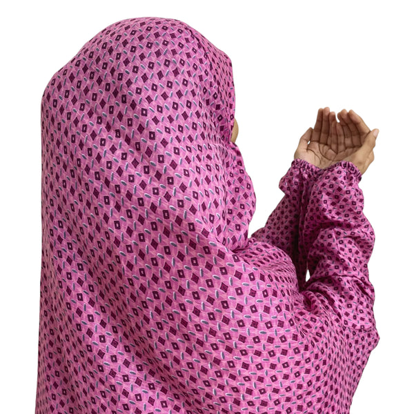 Namaz Gown Full Length with Sleeves - Fuchsia