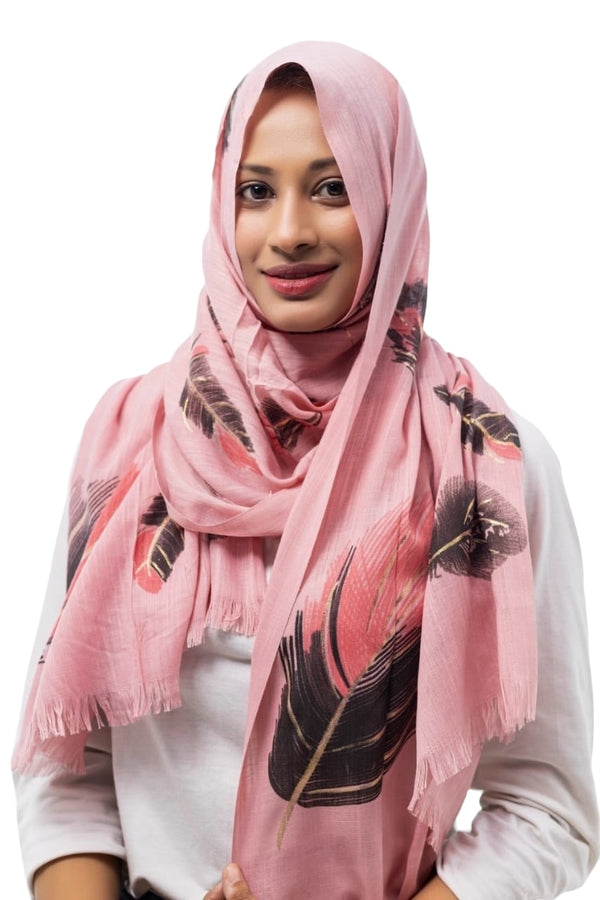 Gold Feather Hijabs - Blush