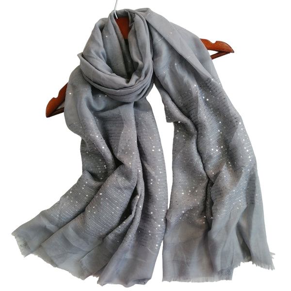 Sequins Border Hijabs - Smoke Grey