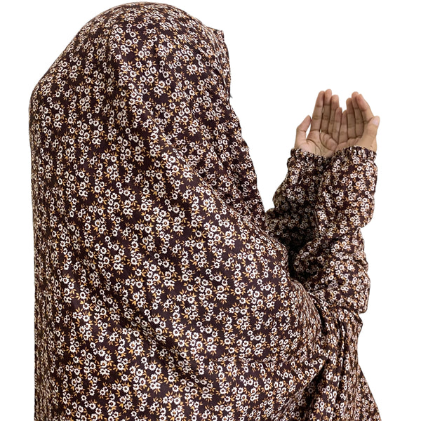 Namaz Gown Full Length with Sleeves - Chocolate