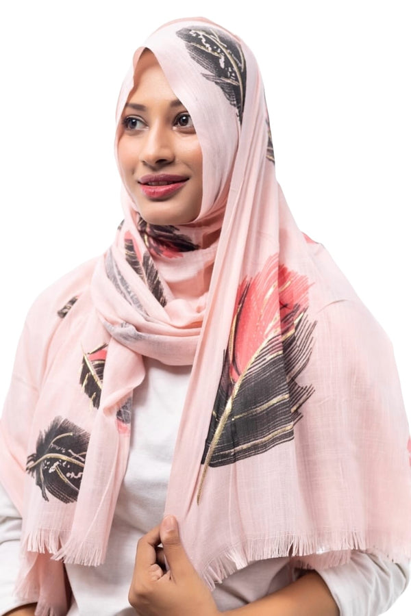 Gold Feather Hijabs - Flamingo