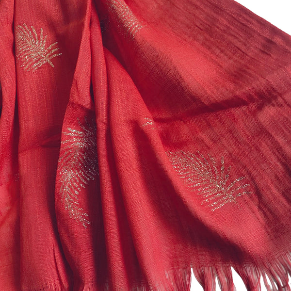 Glittery Fern Hijabs - Red