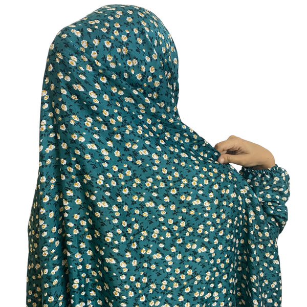 Namaz Gown Full Length with Sleeves - Peacock