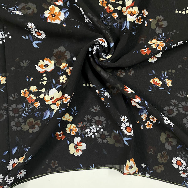 Chiffon Printed Hijab - Black