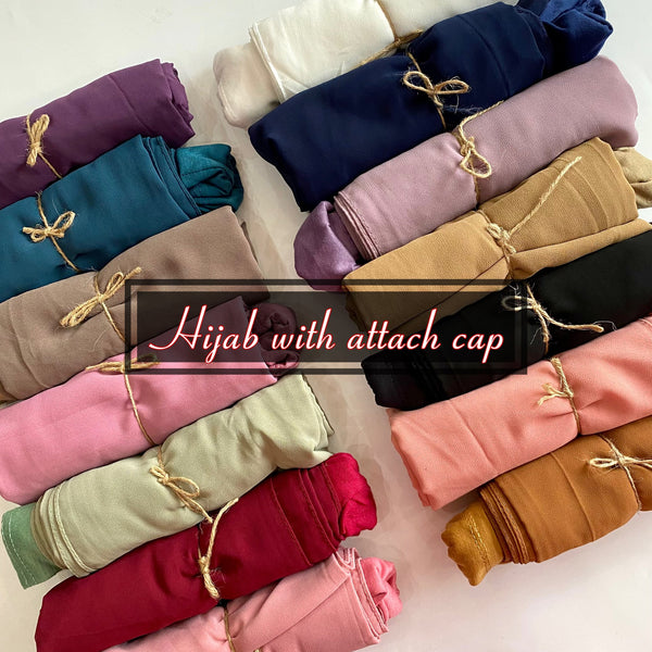 Hijab with attach Cap Bundle of 3