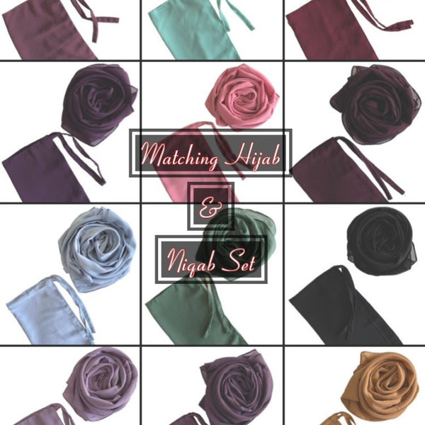 Matching Hijab & Niqab Set Bundle of 3